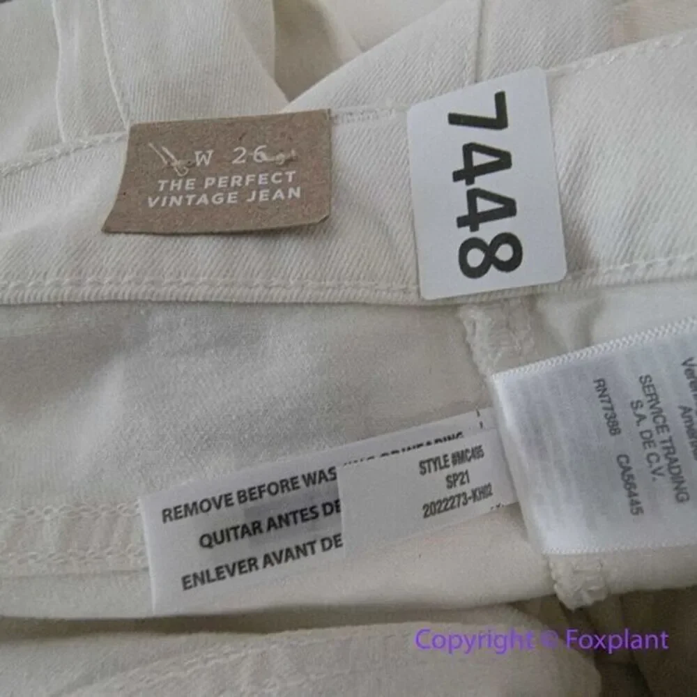 New! Madewell The Perfect Vintage Jean in Tile‎ White, size 26